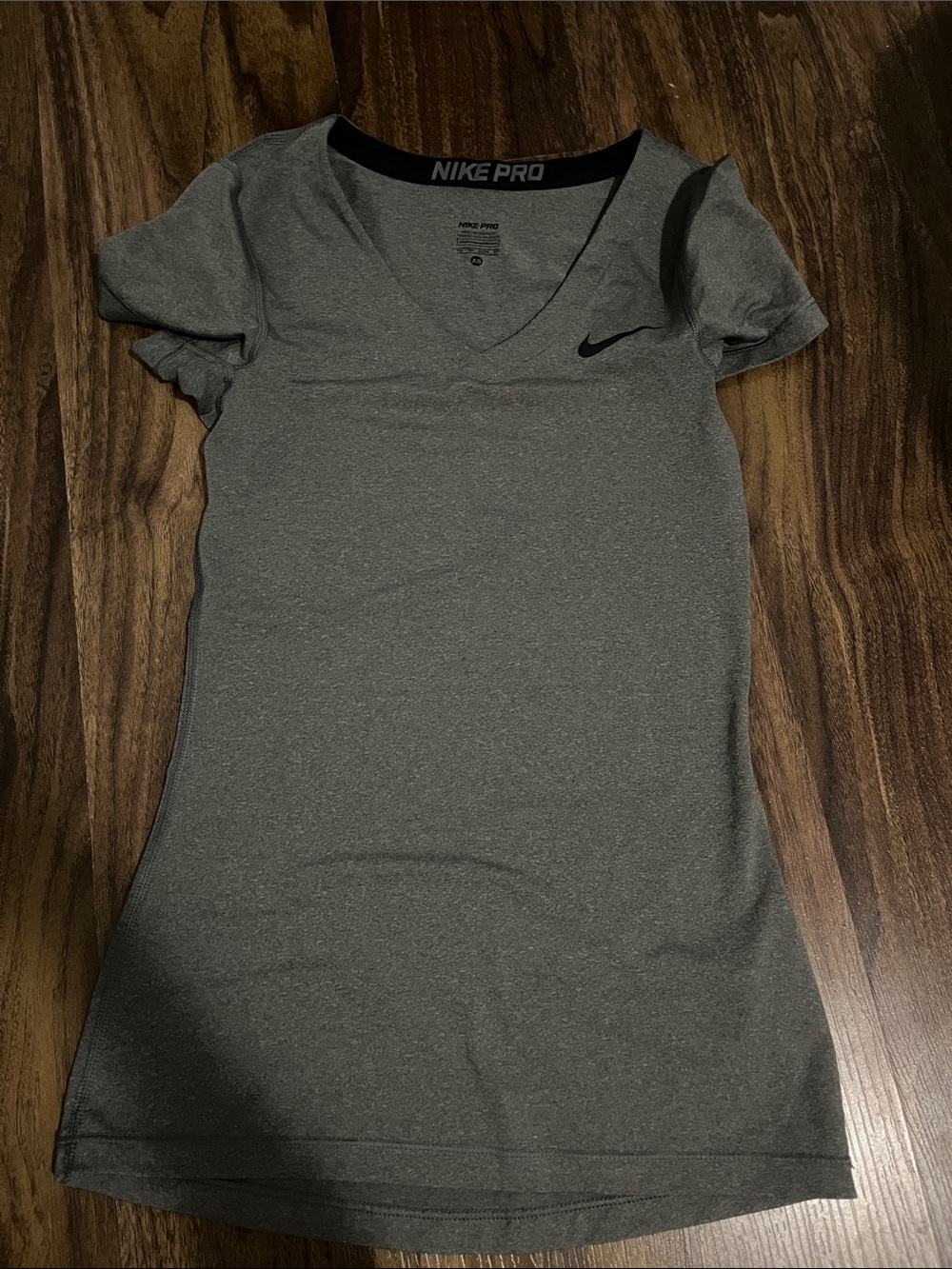 Nike Women's Gray V-Neck Short Sleeve Performance Tee